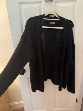 Anthropologie Black Cable-Knit Open Cardigan
